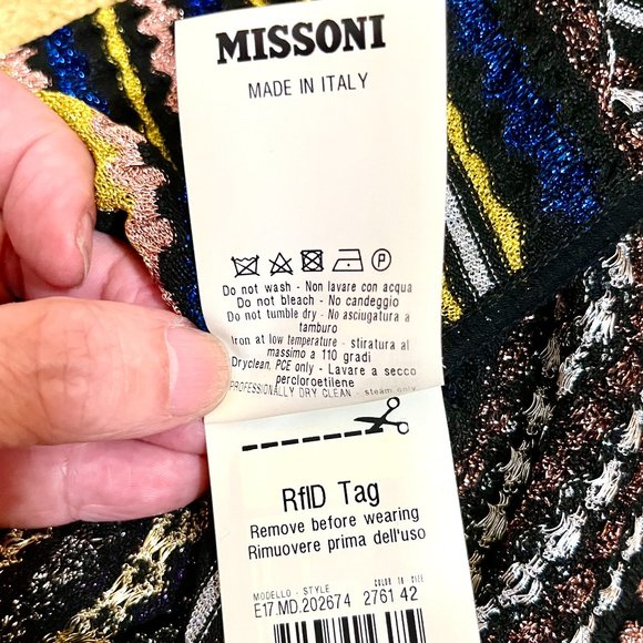⭐️ SALE: $1140 Orange Label MISSONI Metallic Knit Cardigan Vest Size 6 - Picture 11 of 14